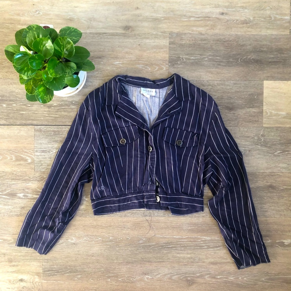 Vintage Blue Pinstripe Short Button Down